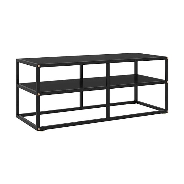 Meuble TV Noir avec Verre Noir Meuble TV de Salon Table décorative à lentrée Meuble TV 39,4" x15,7 x15,7 Convient pour Chamb