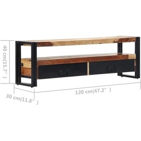 Meuble TV Salon Meuble TV Console Multimédia Meuble TV en Bois Massif 47,2" x11,8 x15,7 Bois de Sesham Massif Convient pour C