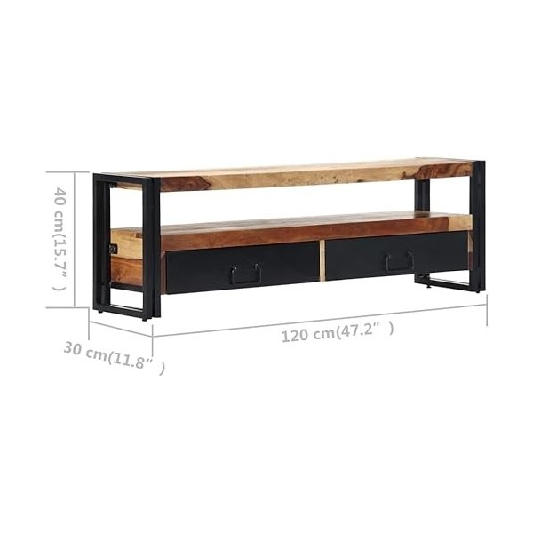 Meuble TV Salon Meuble TV Console Multimédia Meuble TV en Bois Massif 47,2" x11,8 x15,7 Bois de Sesham Massif Convient pour C