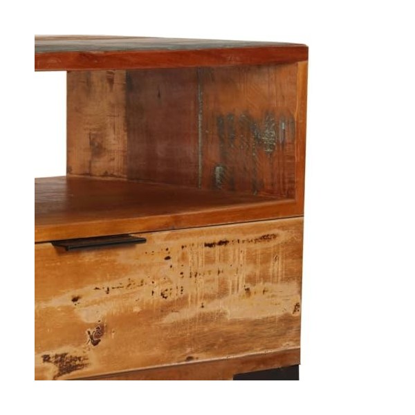 [Meuble TV en Bois récupéré] – Console Rustique avec Support en Bois Massif – Unité de Rangement multimédia Vintage pour-Brun