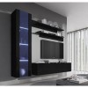 MB Muebles Bonitos | Ensemble de Meubles TV | Mur de Rangement | Meuble Salon | Suspendu avec LED | Noir Finition Brillante |