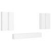 GuyAna Ensemble de Meuble TV 6 pcs Blanc Aggloméré,Meuble TV,Table Basse Salon Meuble TV,Table Basse LED Couleurs
