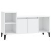 Meuble TV Blanc Brillant 100x35x55 cm Bois dingénierie - Meuble Chambre, Support Télé pour Salon Salle à Manger Chambre, Sty