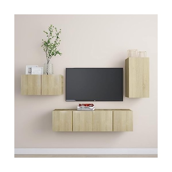 Meuble TV 4 pièces en chêne Sonoma