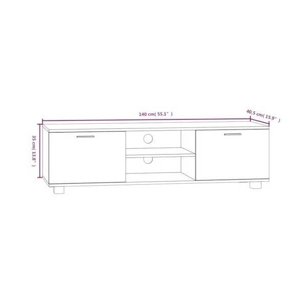 Meuble TV en chêne fumé 140 x 40,5 x 35 cm