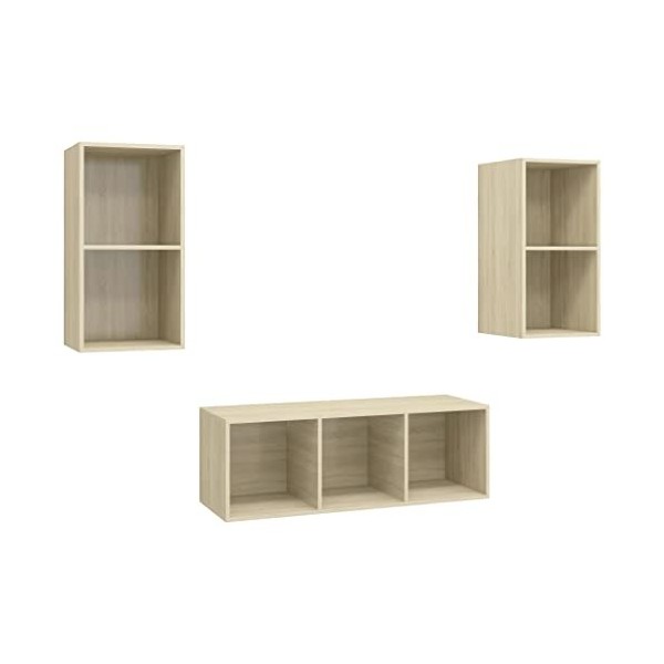 Meuble TV 3 pièces en chêne Sonoma