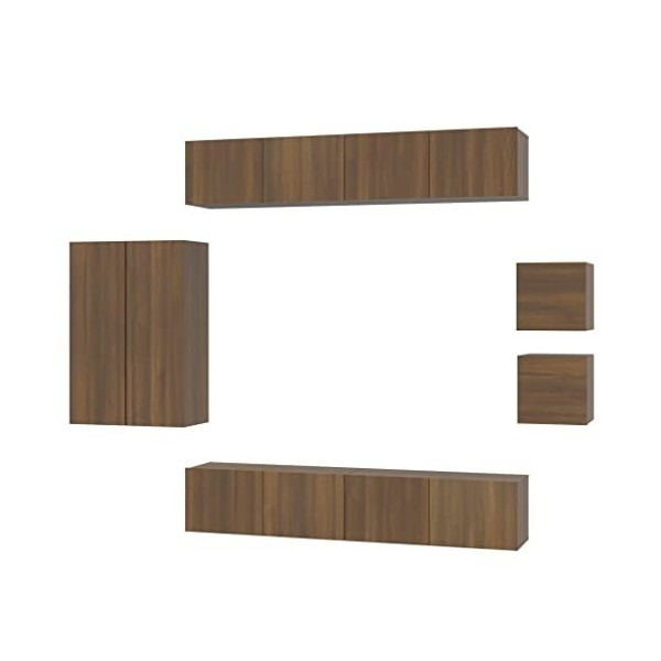 ARKEM Ensemble de Meubles TV 8 pcs Chêne Marron Bois dingénierie,Table Basse Salon Meuble TV,Meuble TV,Table Basse LED Coule