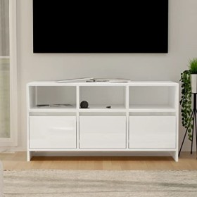 Meuble TV Blanc brillant 102x37,5x52,5 cm Aggloméré