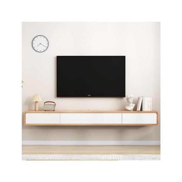 Étagère TV Flottante avec 2 Tiroirs, Console Multimédia De Divertissement, Meuble TV Flottant avec Rangement, pour Chambre À 