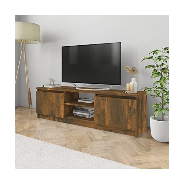 Meuble TV Chêne fumé 120x30x35,5 cm Bois dingénierie