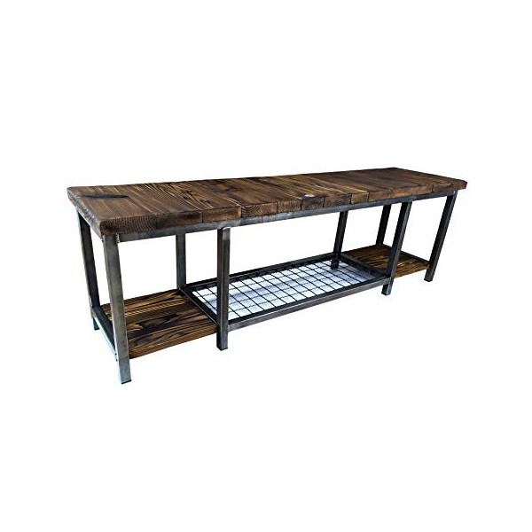 CHYRKA® Meuble TV 160x40 cm H - 50 cm, Couleur Naturelle Étagère SAMBOR dans la Base du Salon pour TV en Bois Naturel métal