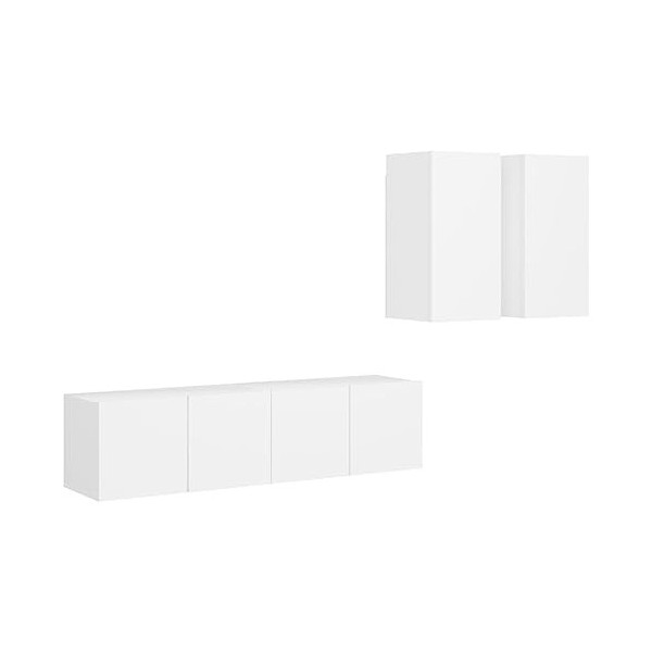 RAUGAJ Home Hardware Businese Ensemble de 4 meubles TV en bois dingénierie Blanc