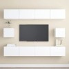 lvssiao Meuble TV pour salon avec 6 pièces en aggloméré Blanc très résistant Module TV pour chambre à coucher salon