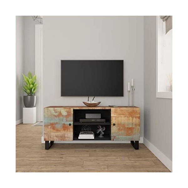 RAUGAJ Home Hardware Businese Meuble TV en bois massif recyclé 105 x 33 x 46 cm