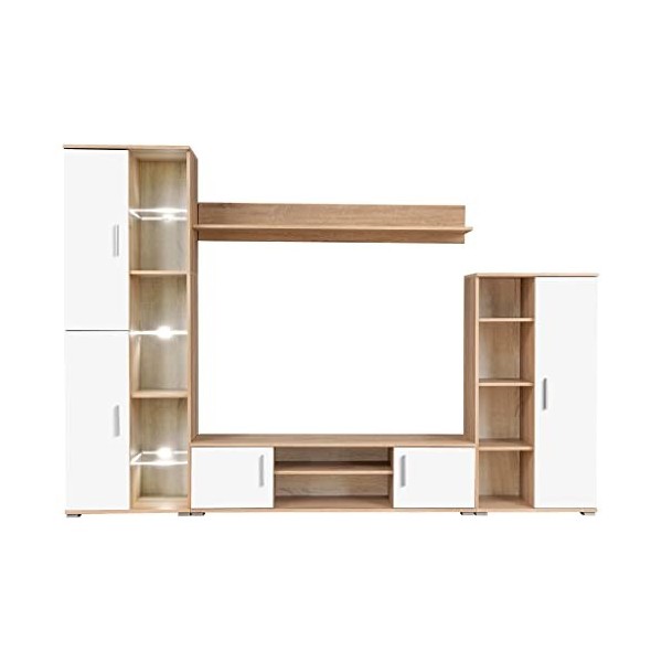 vidaXL Unité Murale TV avec Lumières LED Chêne Sonoma Armoire Meubles Etagères