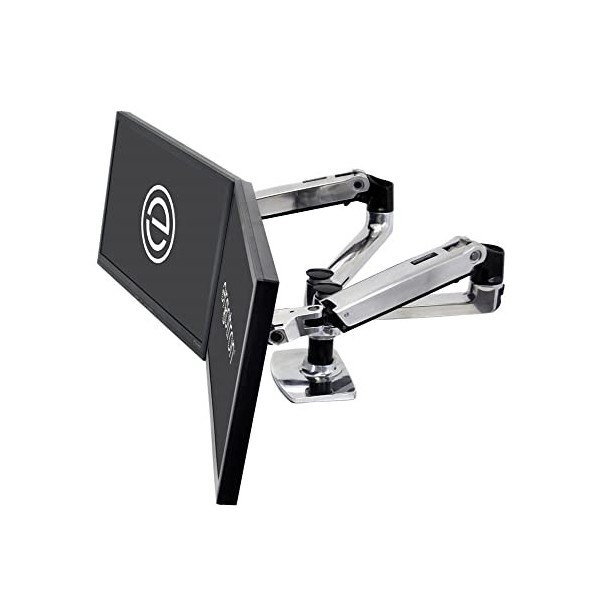 Ergotron LX Dual Side-by-Side Arm - Kit de Montage Fixation par Pince pour Bureau, Montage par Passe-câble, Poteau, 2 Bras a