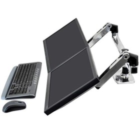 Ergotron LX Dual Side-by-Side Arm - Kit de Montage Fixation par Pince pour Bureau, Montage par Passe-câble, Poteau, 2 Bras a