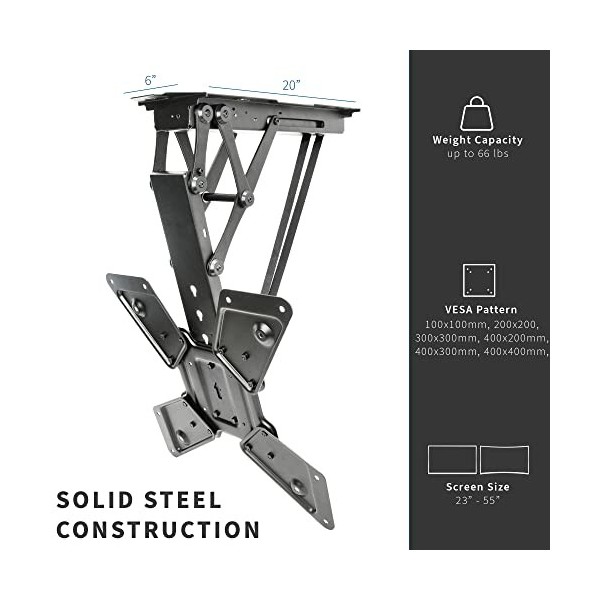 VIVO MOUNT-E-FD55 Support de Plafond électrique pour écrans de 23 à 55 Pouces, Toit incliné motorisé Rabattable VESA