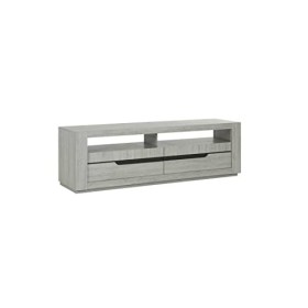Tousmesmeubles Meuble TV 2 tiroirs Chêne Gris Clair - Jeannette - L 179 x l 48 x H 55 cm - Neuf