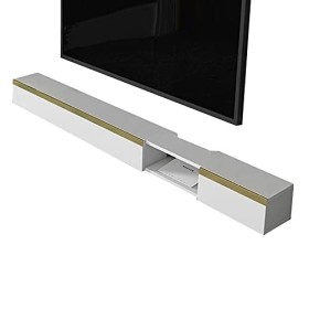 JUNNIU 47.2/55.1In Console De Meuble TV Flottante, Console Média Murale, Meuble TV Polyvalent, Structure Stable, Fils De Gest