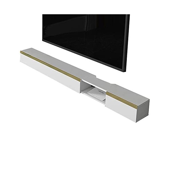 JUNNIU 47.2/55.1In Console De Meuble TV Flottante, Console Média Murale, Meuble TV Polyvalent, Structure Stable, Fils De Gest