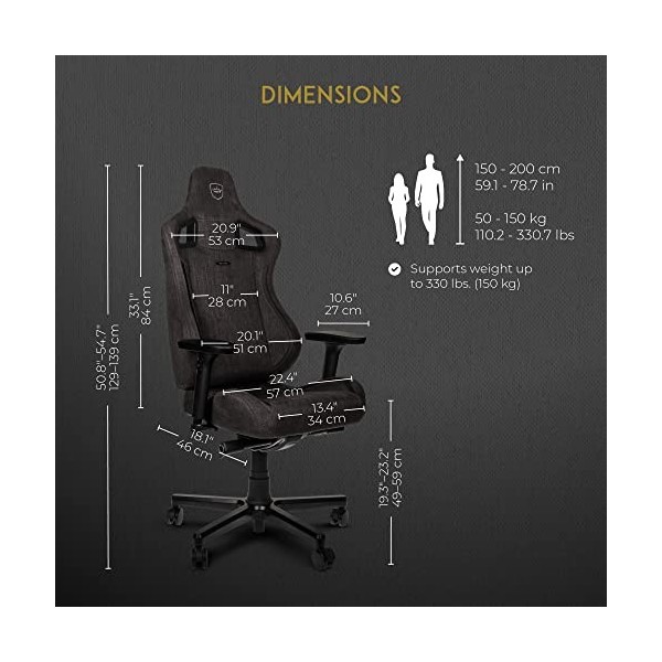 noblechairs Epic TX Chaise de Gamer - Fauteuil de Bureau Confortable - Siege Bureau Gamer - Tissu Textile Respirant - Conçu p