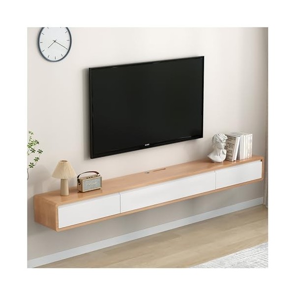 Support TV Flottant, Console Multimédia Murale pour Centre De Divertissement, Meuble TV Support Mural Flottant, Support DVD p