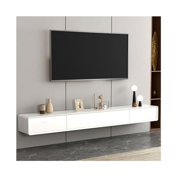 Support TV Flottant, Console Multimédia Murale pour Centre De Divertissement, Meuble TV Support Mural Flottant, Support DVD p
