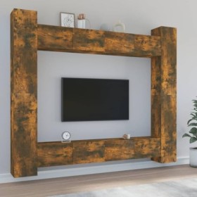 vidaXL Ensemble de Meubles TV 8 pcs Centres de Divertissement Armoires Multimédia Meubles de Salle de Séjour Intérieur Chêne 