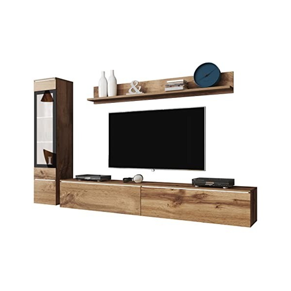 Doppo I Meuble de salon, armoire, ouverture sans poignée, meuble TV, mur dinstallation, mur multimédia, étagère murale, meub