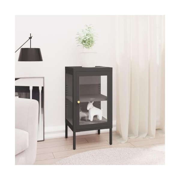 Suuim Meuble de Rangement TV en métal avec 2 Portes en Verre et Une étagère réglable, Buffet de Rangement, Meuble TV, Console