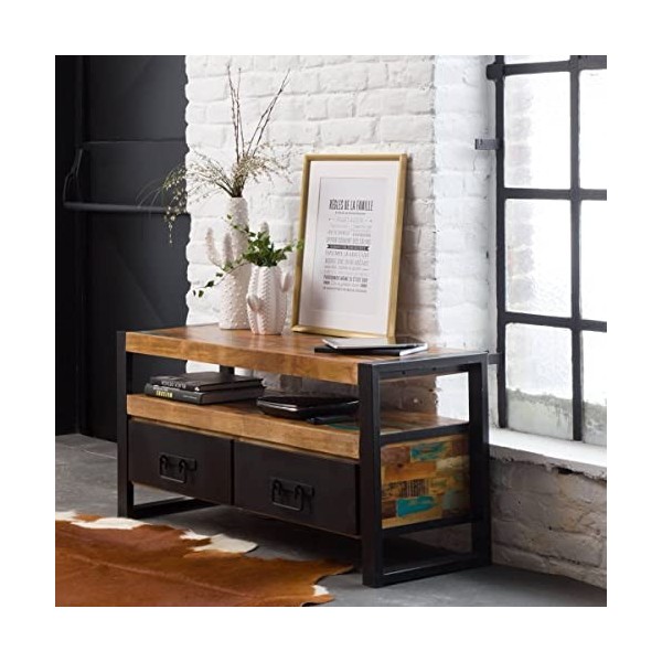 Made In Meubles Meuble TV en Bois coloré Ethnik 112 cm - Meuble TV 40 x 112 x 55 cm