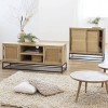 Made In Meubles Meuble TV en Bois de manguier et cannage Basile - Meuble TV 40 x 130 x 55 cm