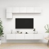 lvssiao Meuble TV pour salon 5 pièces en aggloméré Blanc très résistant Module TV pour chambre à coucher salon