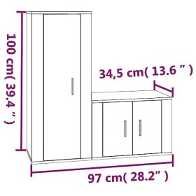 Meuble TV 2 pièces en bois blanc brillant
