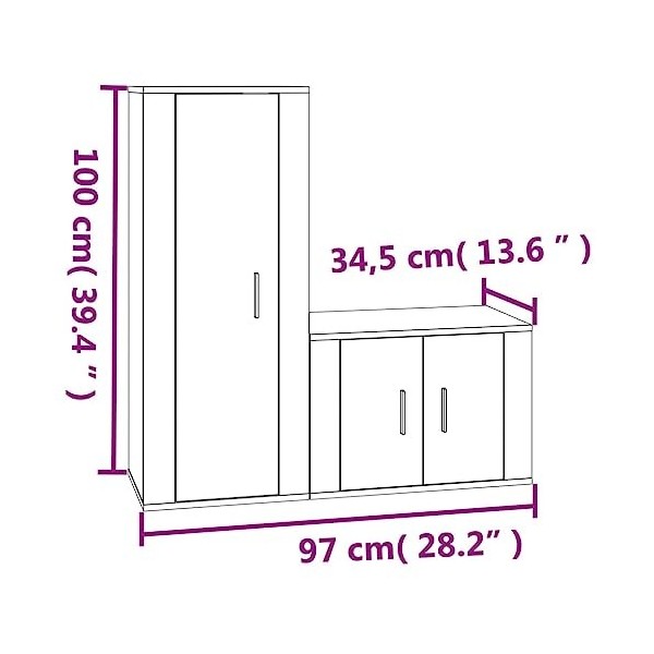 Meuble TV 2 pièces en bois blanc brillant