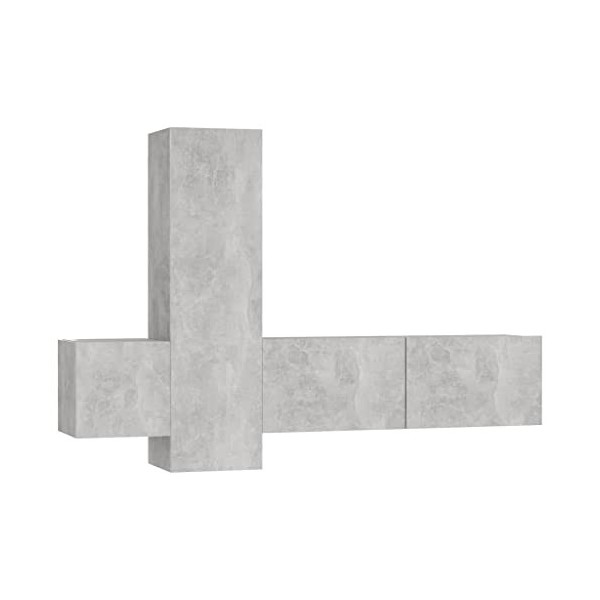 Meuble TV 3 pièces en bois gris béton