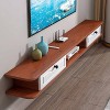 StrOux Meuble TV Flottant Meuble TV Flottant, Meuble de Rangement Mural en Bois Massif Mat avec tiroirs, pour Salon, Bureau, 