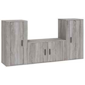 Centres de divertissement et meubles TV, ensemble de meubles TV 3 pièces en bois Sonoma gris