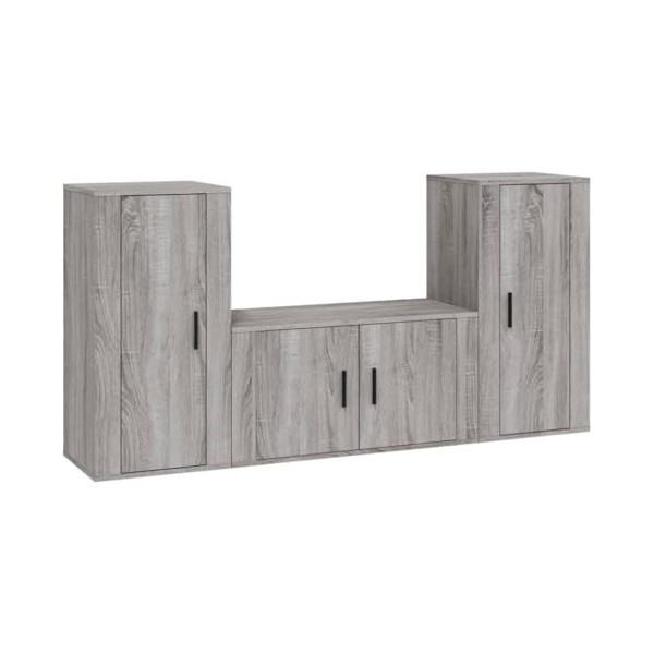 Centres de divertissement et meubles TV, ensemble de meubles TV 3 pièces en bois Sonoma gris