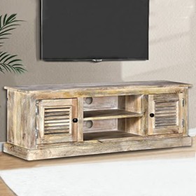 ZVTEC Meuble TV marron 120 x 30 x 40 cm en bois massif de manguier Armoire basse Meuble TV Meuble TV Meuble TV Cabinet TV