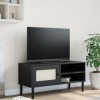 Meuble TV SENJA aspect rotin noir 106 x 40 x 49 cm
