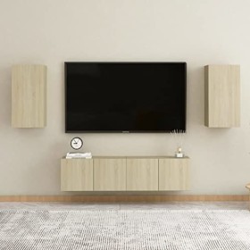 RAUGAJ Home Hardware Businese Meuble TV 4 pièces en chêne Sonoma