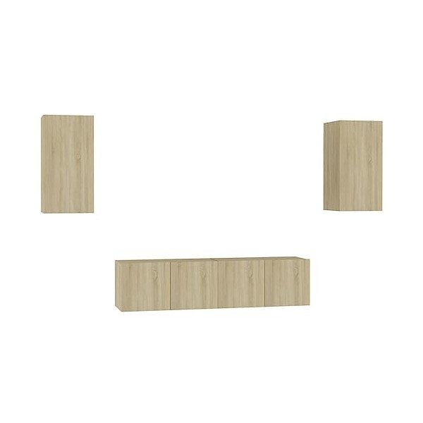 RAUGAJ Home Hardware Businese Meuble TV 4 pièces en chêne Sonoma