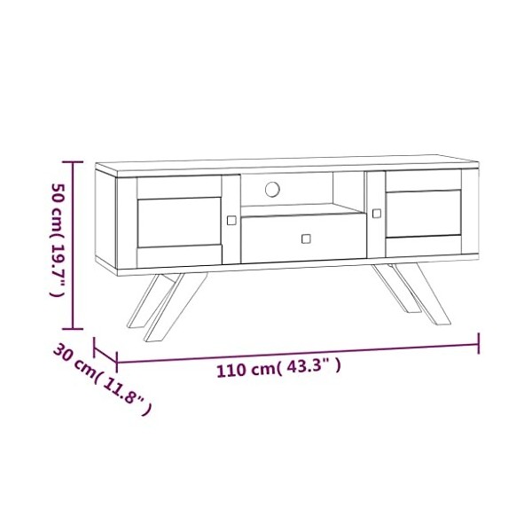 RAUGAJ Home Hardware Businese Meuble TV en bois massif teck 110 x 30 x 50 cm