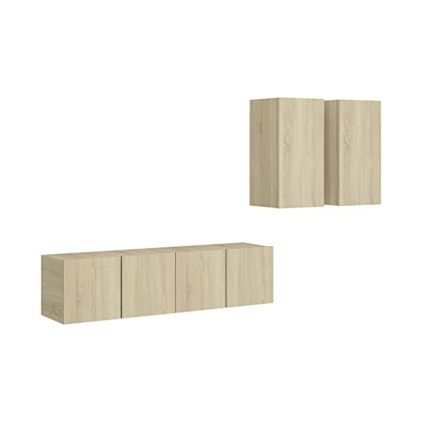 RAUGAJ Home Hardware Businese Meuble TV 4 pièces en chêne Sonoma