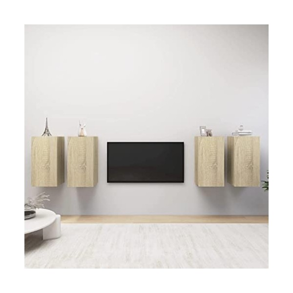 TEKEET Meuble TV 4 pièces Chêne Sonoma 30,5 x 30 x 60 cm Meubles en bois dingénierie