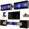 ExtremeFurniture Vision Ensemble Meuble TV Mural de Salon | 2 vitrines suspendues, 3 étagères murales et 1 Meuble TV | Pratiq