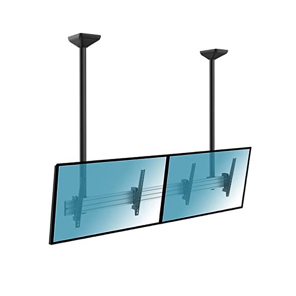 KIMEX - Support TV - Plafond - pour 2 écrans 45-55 - Hauteur 150cm - Menuboard - Fonction inclinable - 031-4200K2