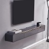FPIGSHS Meuble TV Suspendu Bois - Console Multimédia Murale avec 2 Tiroirs, Support TV Mural, Étagère Audio/vidéo Murale pour